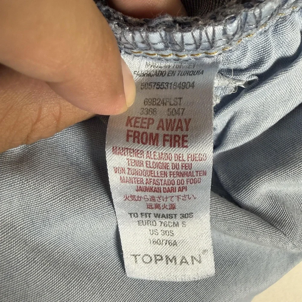 Topman‎ Jeans Mens 30x29 Blue Medium Wash Slim Skinny Distressed Stretch Denim
